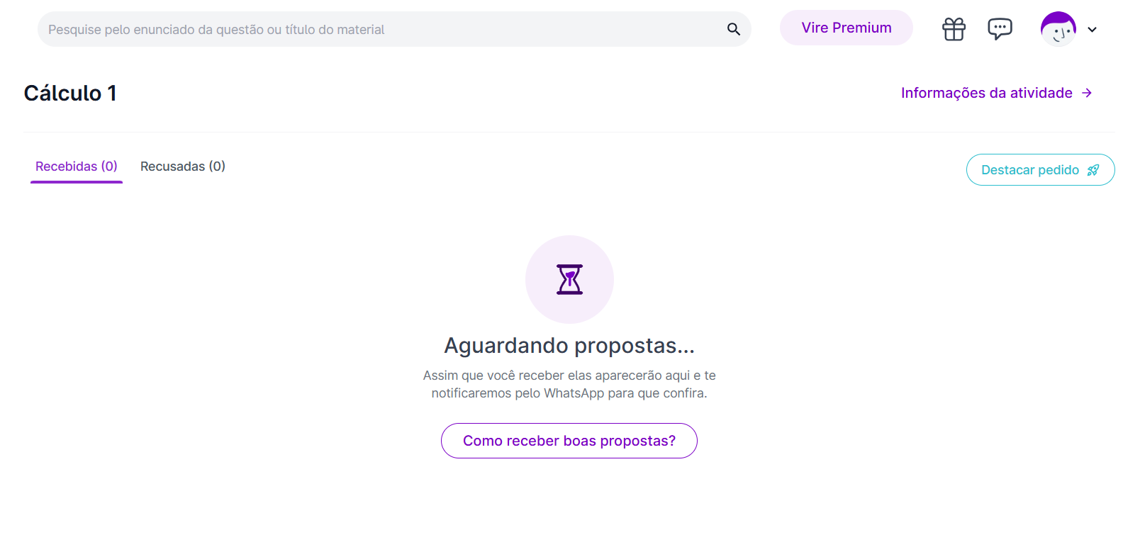 Captura de tela do botão de impulsionar pedido