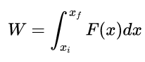 Definição matemática do trabalho de uma força variável.