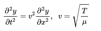 Equação de movimento para as cordas vibrantes.