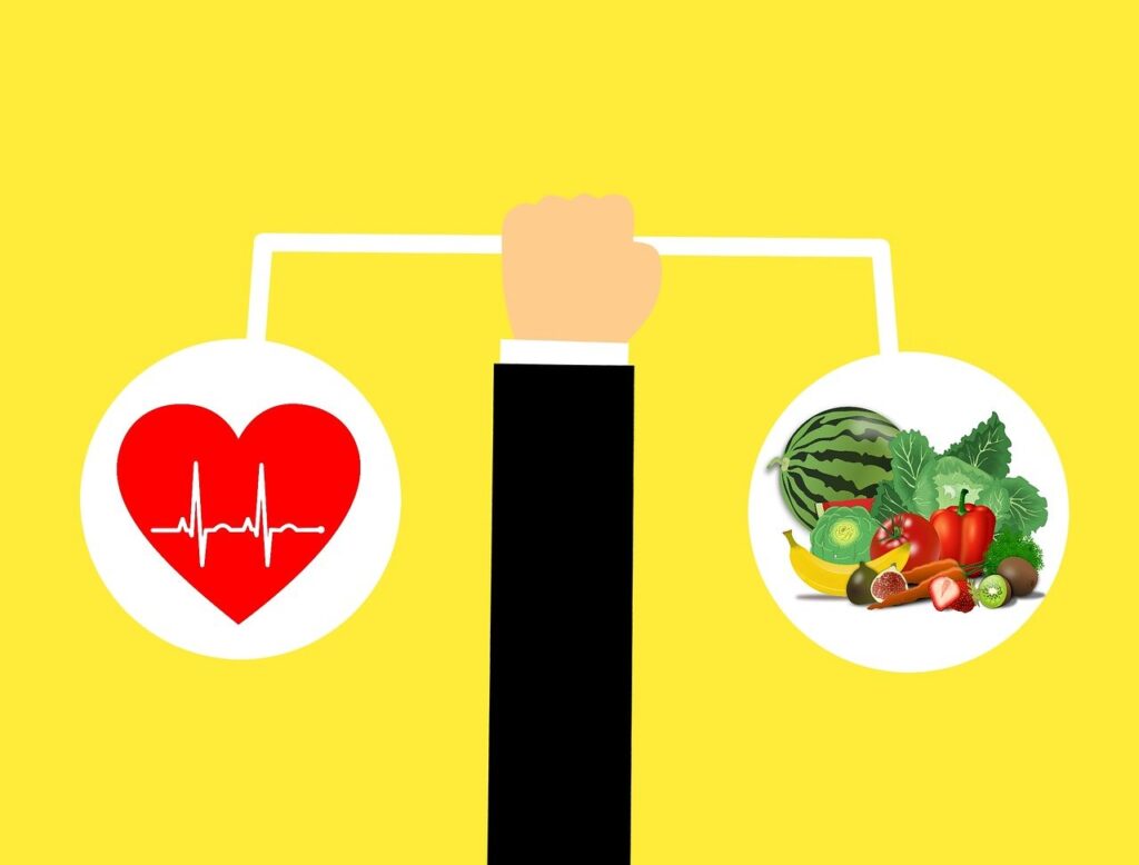 Figura ilustrativa do equilíbrio entre os melhores alimentos para sua saúde .